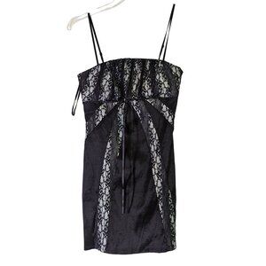 Danese USA Women size L Stretch Mini Lace Trim Black Cruise Dance Party Dress